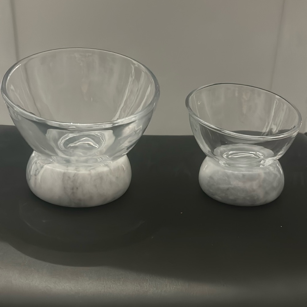 CB2 real marble glass bowls